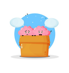 Cute Brain Mascot In Box