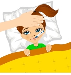 Little sick girl with chickenpox crying Royalty Free Vector