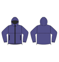 Windproof Hooded Jacket Parka Purple