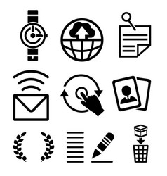 A Set Of Web Icons In Black