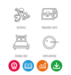 Fertilization Double Bed And Octopus Icons