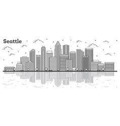 Outline Seattle Washington City Skyline