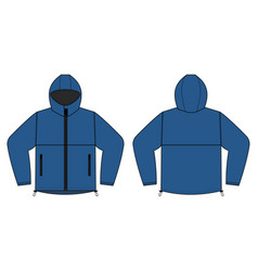 Windproof Hooded Jacket Parka Blue