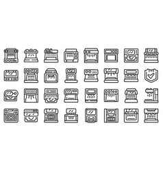 Currency Detector Icons Set Outline Bank