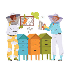 Equipped Man And Woman Beekeeper Or Apiarist