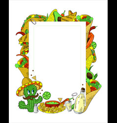 Mexican Food Frame With Cartoon Sketch