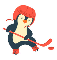 Penguin Play Ice Hockey In The Winter Kids Hockey