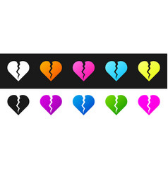 Set Broken Heart Or Divorce Icon Isolated