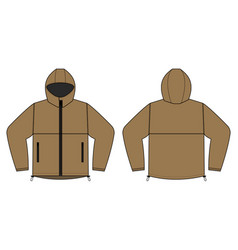 Windproof Hooded Jacket Parka Brown