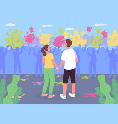 Couple At Holi Fest Flat Color