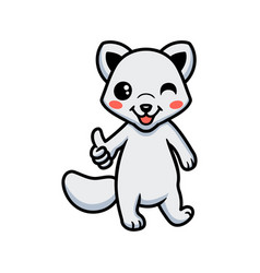 Cute Little Arctic Fox Cartoon Giving Thumb Up