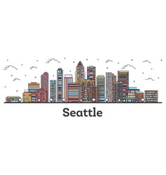 Outline Seattle Washington City Skyline