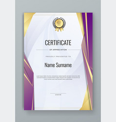 Gold And Purple Violet Certificate Of Corporate