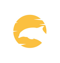 Sunset With Dolphin Jump Logo Design Graphic