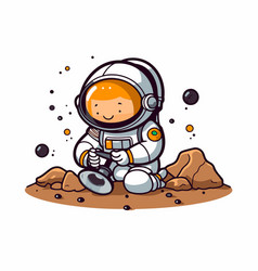 Astronaut Sitting On The Ground Cute Cartoon