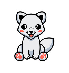 Cute Little Arctic Fox Cartoon Sitting