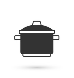 Grey Cooking Pot Icon Isolated On White Background