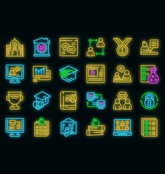 Private Lesson Icons Set Outline Business