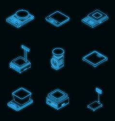 Weigh Scales Icons Set Neon