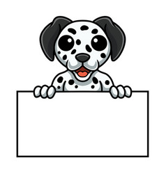 Cute Dalmatian Dog Cartoon Holding Blank Sign