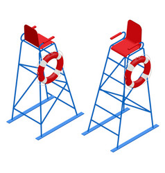 Isometric Watchtower On A Sandy Beach Lifeguard