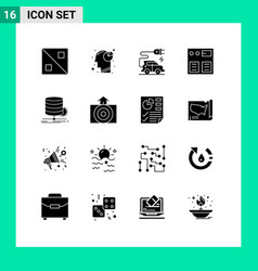 Set 16 Solid Glyphs On Grid For Diagram Chart