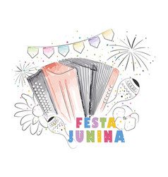 Watercolor Sketch Of An Accordion Festa Junina