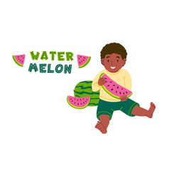 African Kid Eating Watermelon