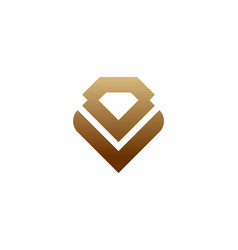 Luxury V Diamond Jewelry Gold Logo Design