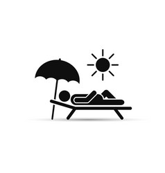 Man Relax On Beach Under An Umbrella