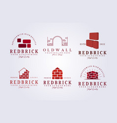 Set Of Brick Wall Bricklayer Logo Icon Label