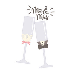 Wedding Wineglass Mr Mrs Flat