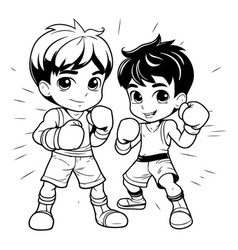 Boy And Girl Boxing - Black White