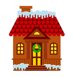 Cozy Tiled House With Christmas Wreath On Porch