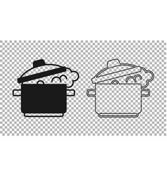 Black Cooking Pot Icon Isolated On Transparent