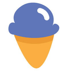 Blue Ice Cream In Cone On A White Background