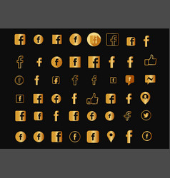 Gold Facebook Logo Icon Set