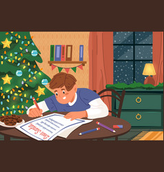 Image Of Boy Writing Letter To Santa Claus