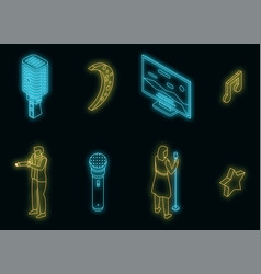 Karaoke Icons Set Neon