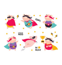 Pink Pig Superhero Character In Eye Mask And Cloak