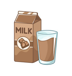 Tall Glass Of Chocolate Milk And Milk Carton Box