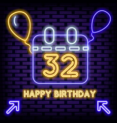 32th Happy Birthday 32 Year Old Neon Quote