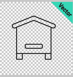 Black Line Hive For Bees Icon Isolated