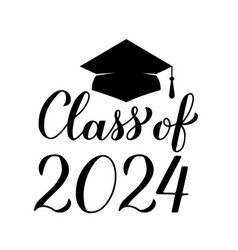 Class Of 2024 Lettering With Graduation Cap