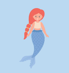 Cute Cartoon Mermaid Hand Drawn Flat Style