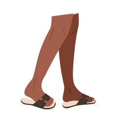 Beautiful Cartoon Female Legs In Stylish Slippers