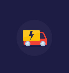 Electric Van Icon In Flat Style