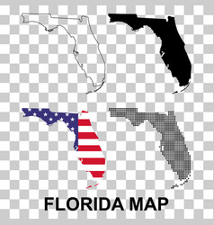 Set Of Florida Map United States America Flat