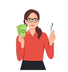 Woman Business Coach Or Mentor Holding Money