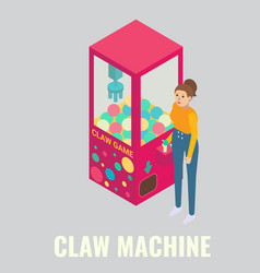 Woman Playing Arcade Claw Machine